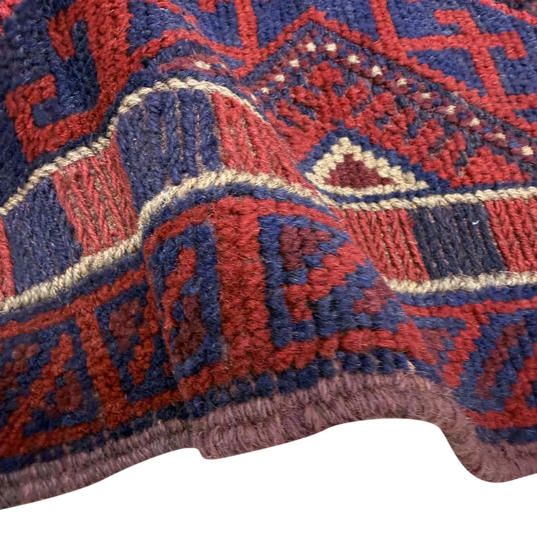 Deep Red Afghan Mashwani Rug 2' 2" x 7' 9" Hand-Knotted | No. AL48377