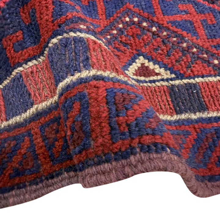 Deep Red Afghan Mashwani Rug 2' 2" x 7' 9" Hand-Knotted | No. AL48377