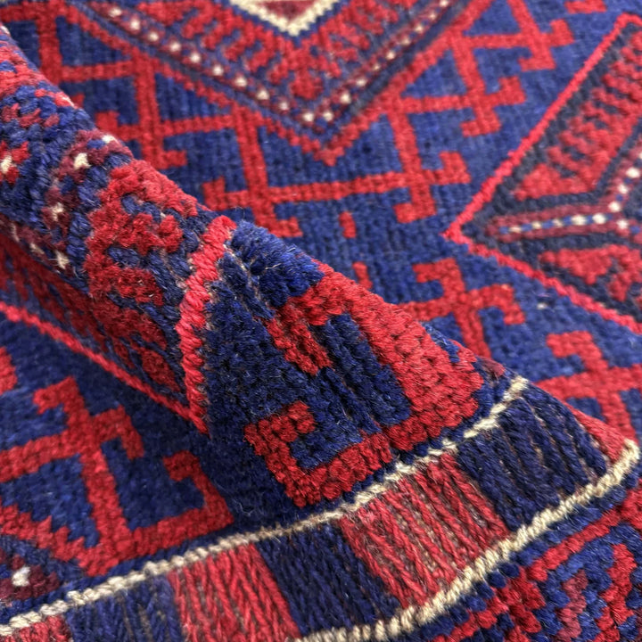 Deep Red Afghan Mashwani Rug 2' 2" x 7' 9" Hand-Knotted | No. AL48377