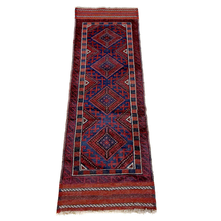 Deep Red Afghan Mashwani Rug 2' 2" x 7' 9" Hand-Knotted | No. AL48377