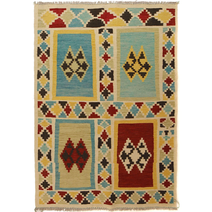 Afghan Kilim Rug 4' 4" x 6' 3" Flat-Weave | No. AL48380