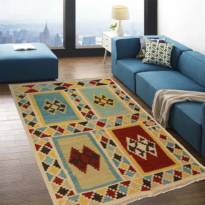 Afghan Kilim Rug 4' 4" x 6' 3" Flat-Weave | No. AL48380