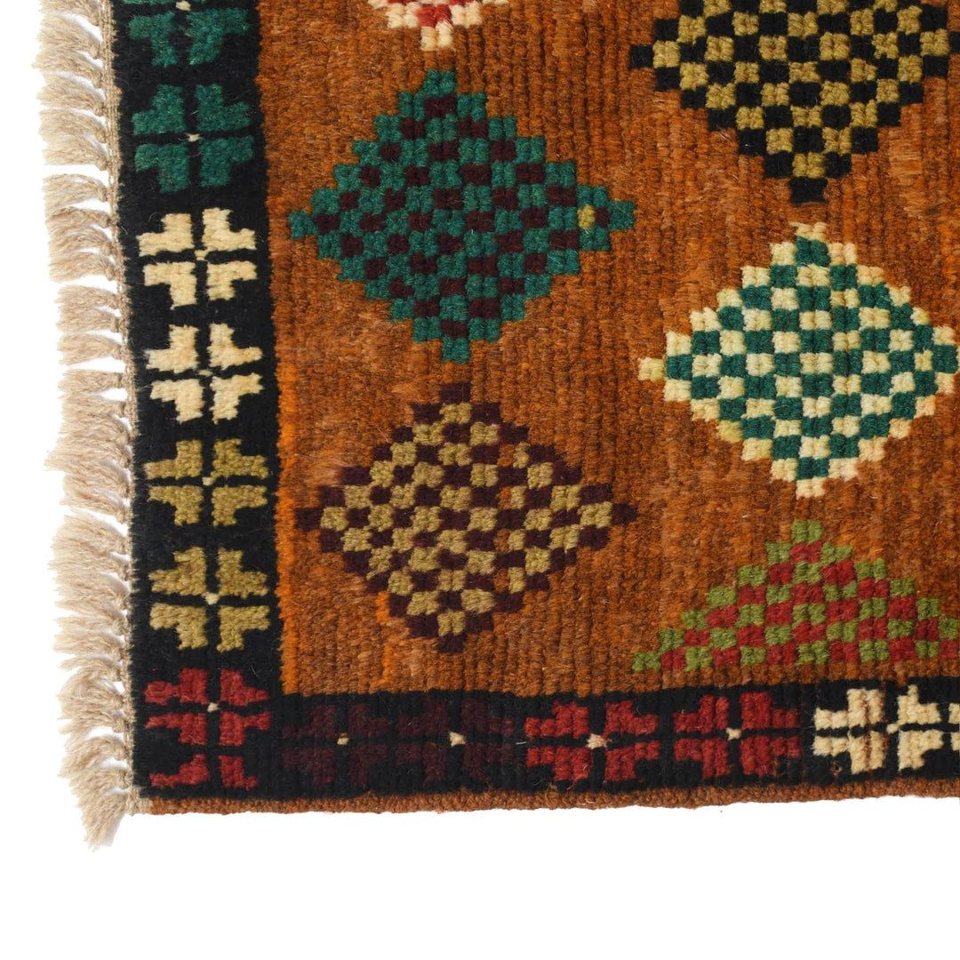 Orange Afghan Baluchi Rug 2' 5" x 9' 4" Hand-Knotted | No. AL48404