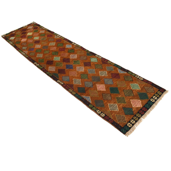 Orange Afghan Baluchi Rug 2' 5" x 9' 4" Hand-Knotted | No. AL48404