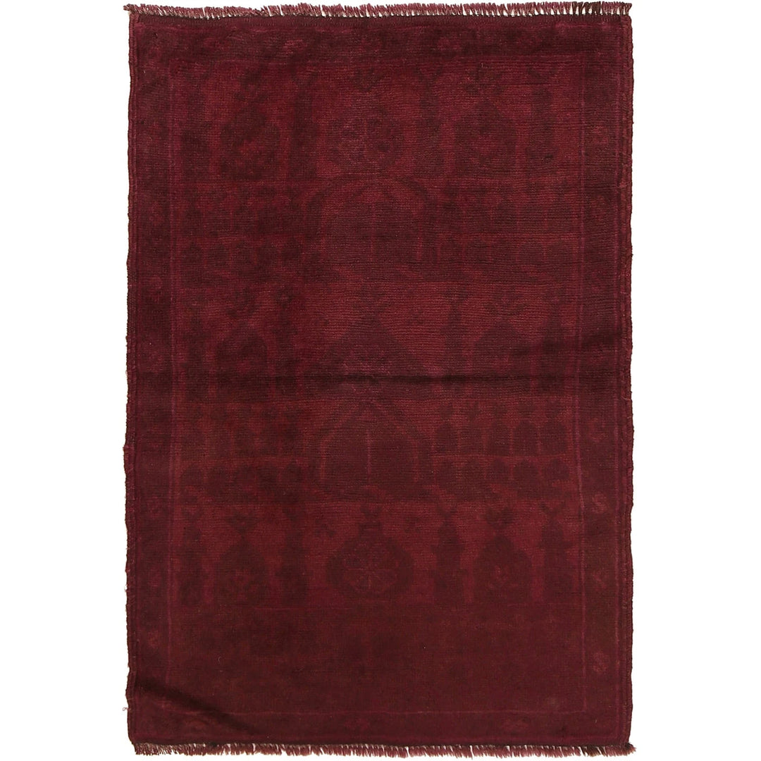 Purple Pakistani Overdye Rug 2'11" x 4'4" Hand-Knotted | No. AL48447