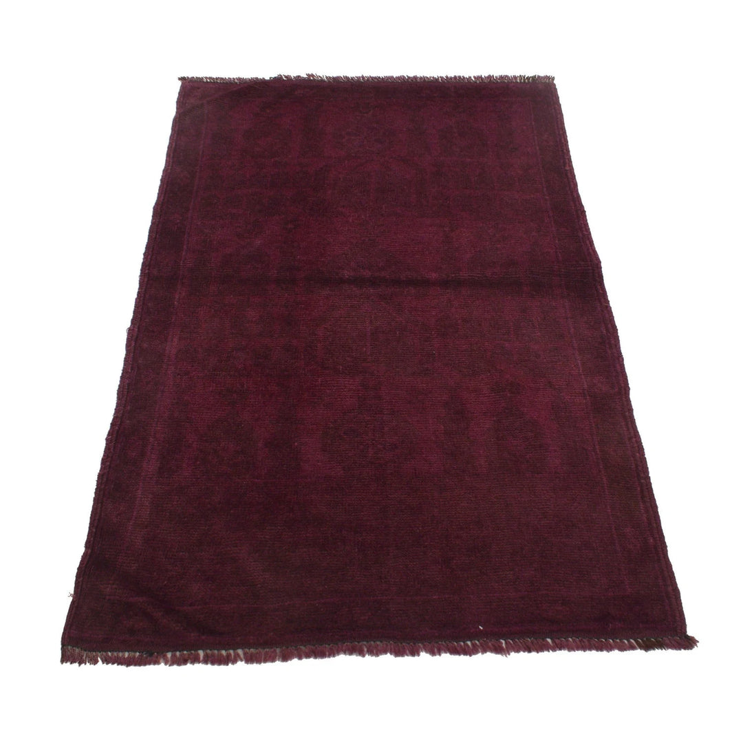 Purple Pakistani Overdye Rug 2'11" x 4'4" Hand-Knotted | No. AL48447