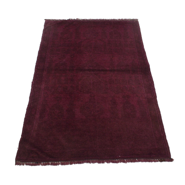 Purple Pakistani Overdye Rug 2'11" x 4'4" Hand-Knotted | No. AL48447