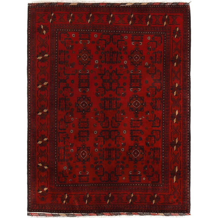 Red Afghan Khal Mohammadi Rug 4' 10" x 6' 3" Hand-Knotted | No. AL48459