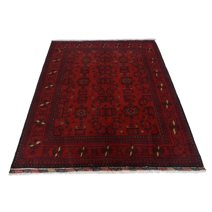 Red Afghan Khal Mohammadi Rug 4' 10" x 6' 3" Hand-Knotted | No. AL48459
