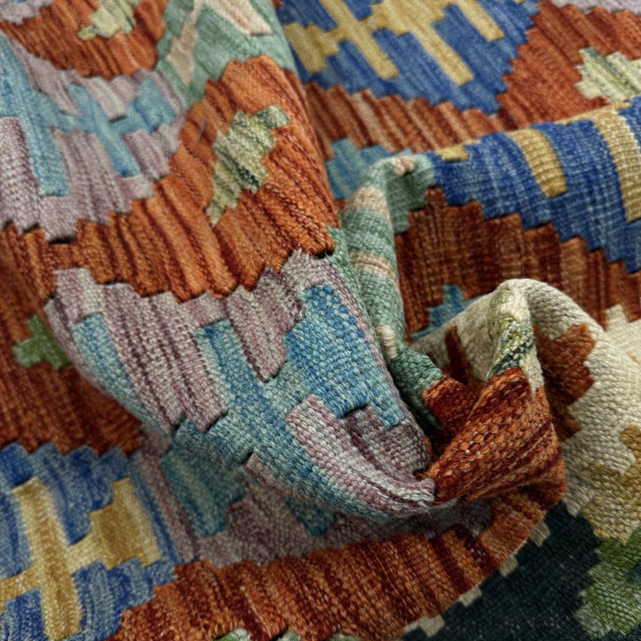 Multicolor Afghan Vegetable Kilim Rug 6' 0" x 7' 5" Flat-Weave | No. AL48464