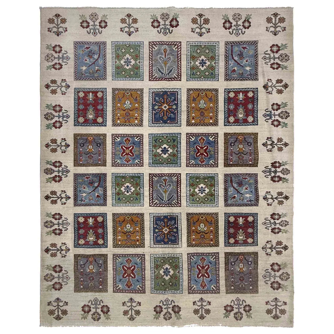 Beige Afghan Oriental Rug 6' 10" x 9' 6" Hand-Knotted | No. AL48471