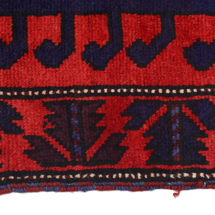 Red Afghan Baluchi Rug 2' 12" x 4' 10" Hand-Knotted | No. AL48474