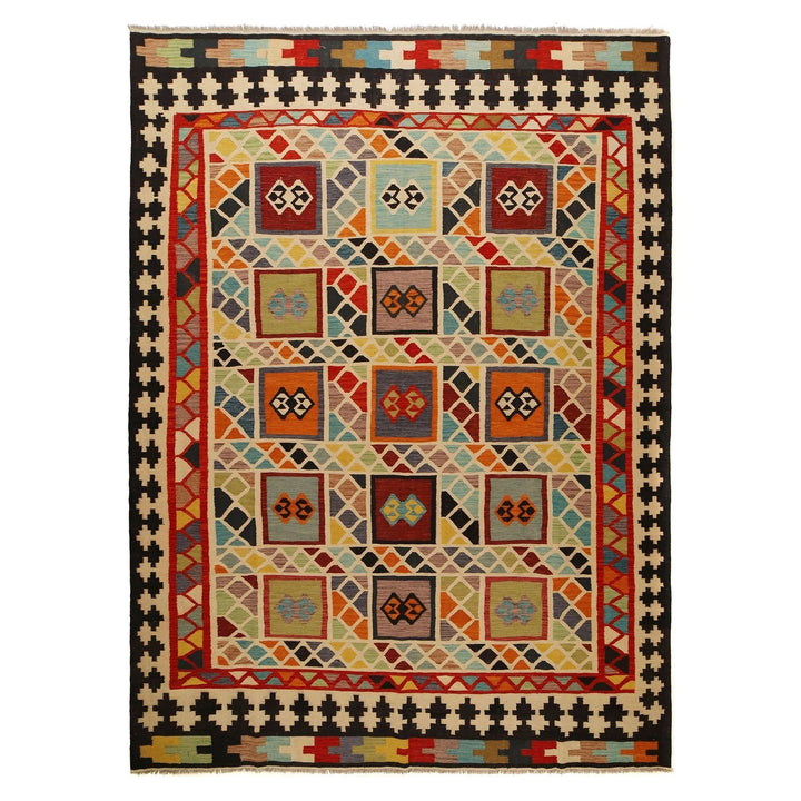 Afghan Vegetable Kilim Rug 8' 6" x 11' 5" Flat-Weave | No. AL48475