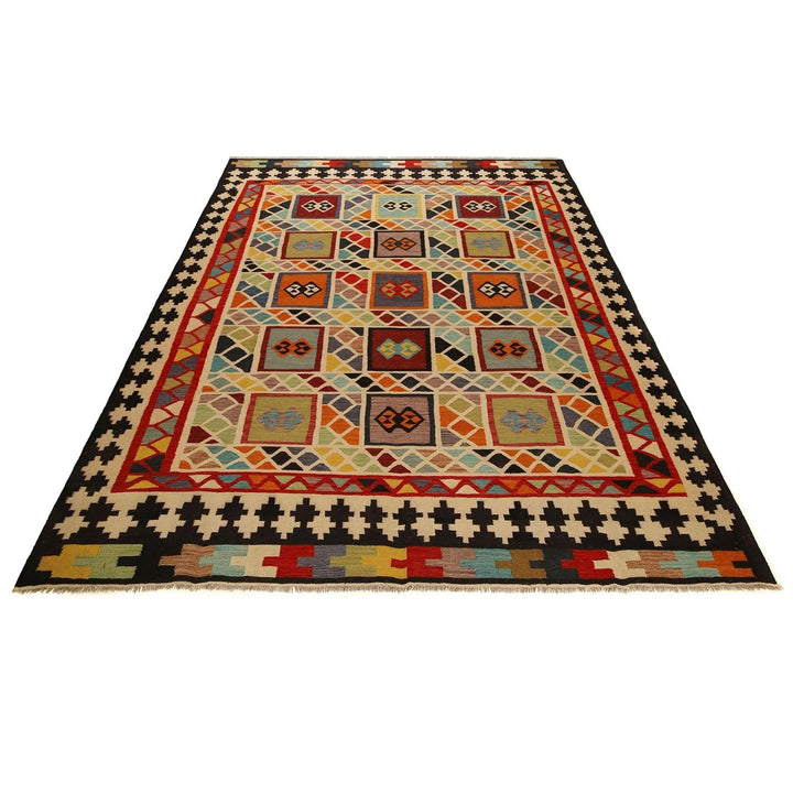 Afghan Vegetable Kilim Rug 8' 6" x 11' 5" Flat-Weave | No. AL48475