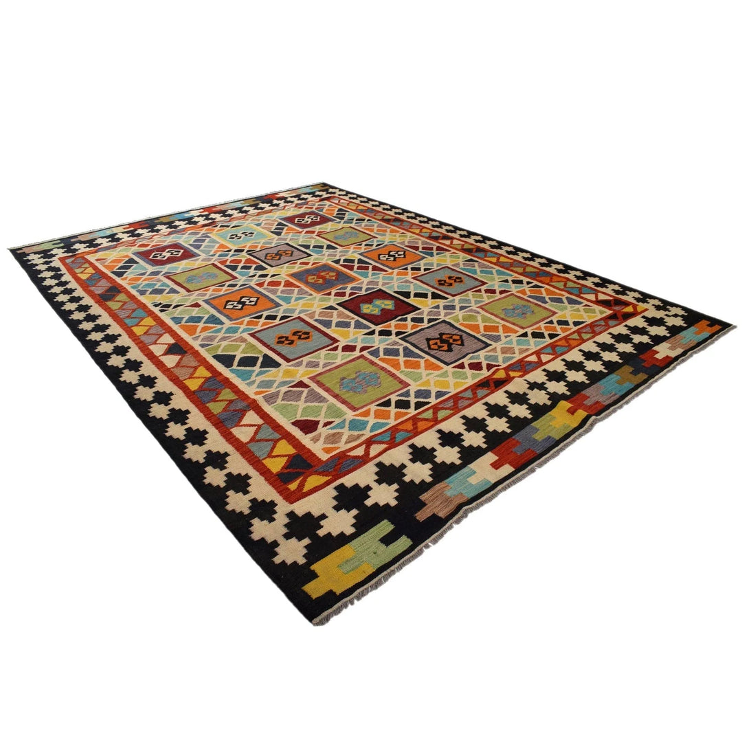 Afghan Vegetable Kilim Rug 8' 6" x 11' 5" Flat-Weave | No. AL48475