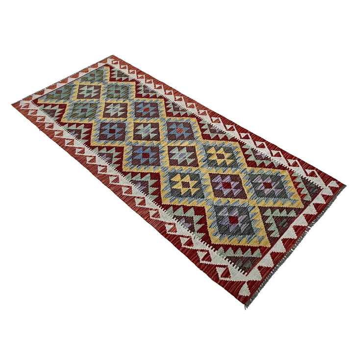 Afghan Vegetable Kilim Rug 2' 9" x 7' 9" Flat-Weave | No. AL48482