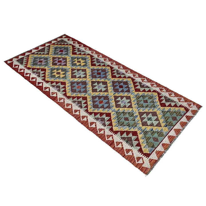 Afghan Vegetable Kilim Rug 2' 9" x 7' 9" Flat-Weave | No. AL48482