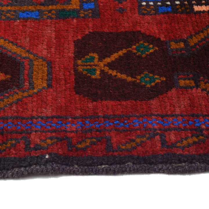 Red Afghan Prayer Rug 2' 8" x 4' 4" Hand-Knotted | No. AL48501
