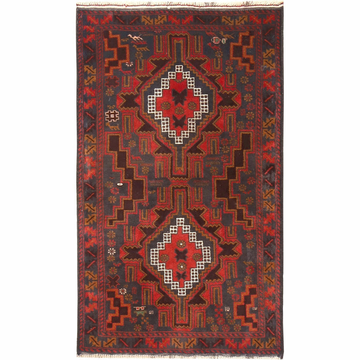 Afghan Baluchi Rug 3' 0" x 5' 3" Hand-Knotted | No. AL48573