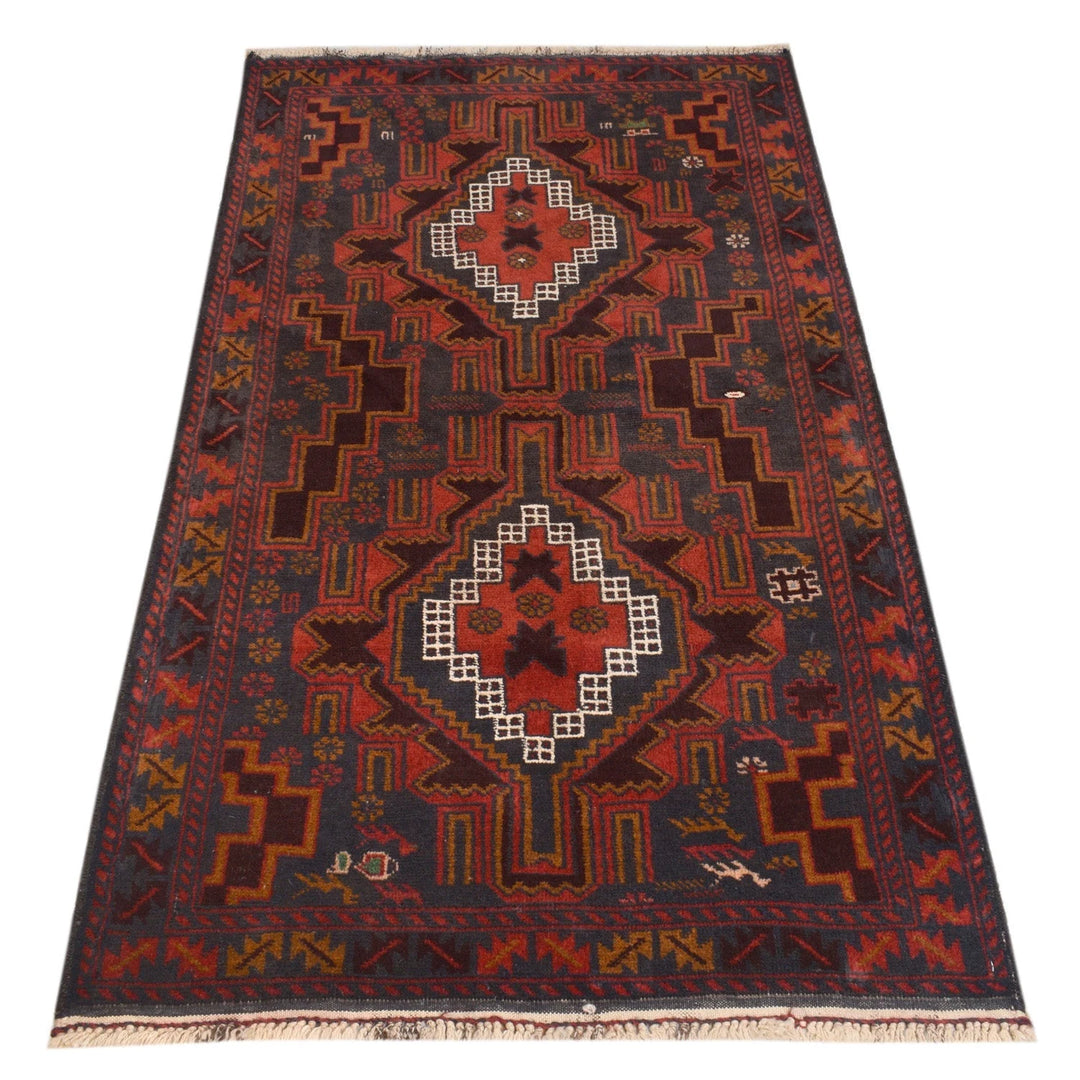 Afghan Baluchi Rug 3' 0" x 5' 3" Hand-Knotted | No. AL48573