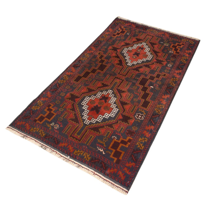 Afghan Baluchi Rug 3' 0" x 5' 3" Hand-Knotted | No. AL48573