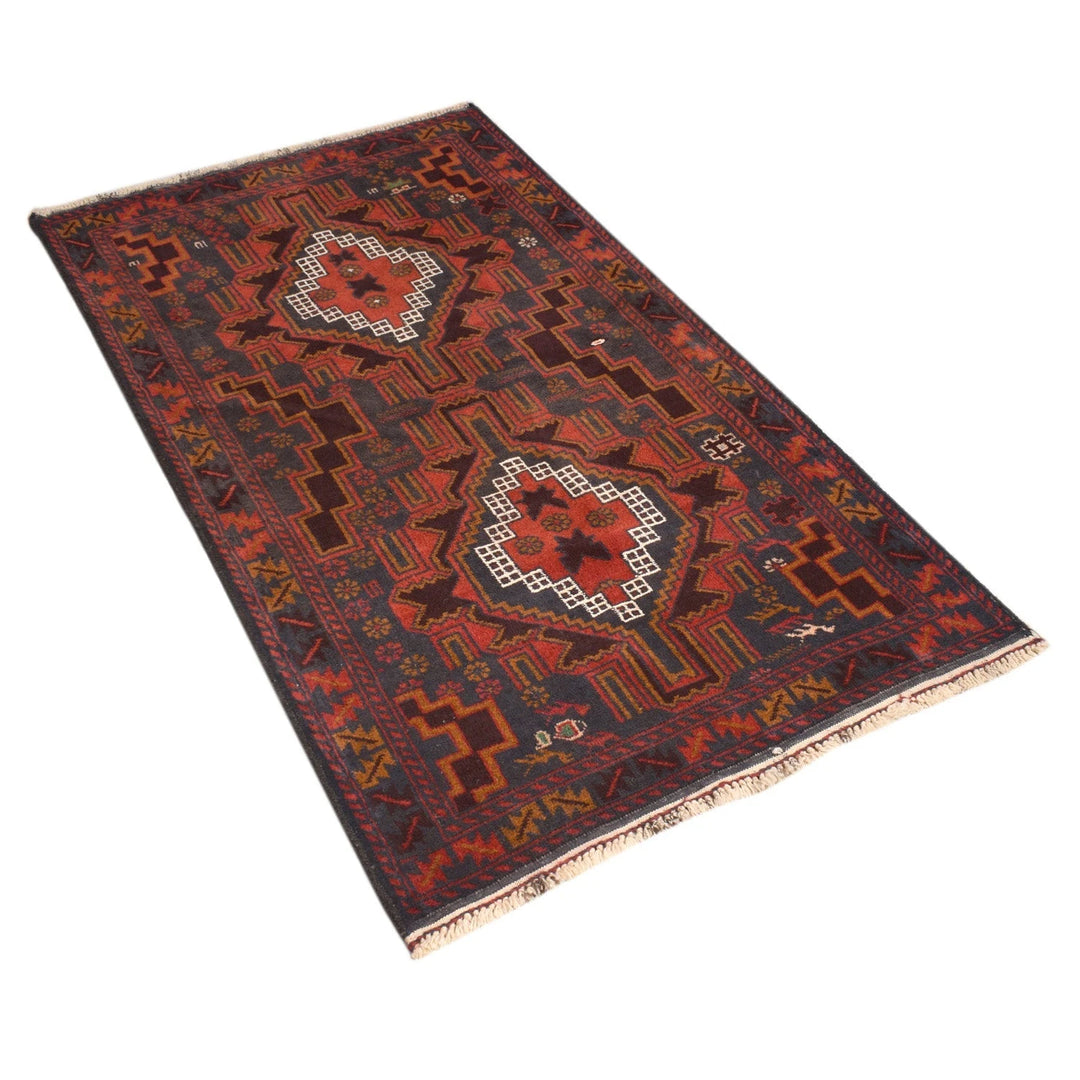 Afghan Baluchi Rug 3' 0" x 5' 3" Hand-Knotted | No. AL48573
