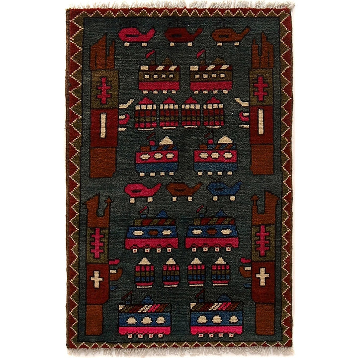 Afghan War Rug 1' 11" x 2' 9" Hand-Knotted | No. AL48600