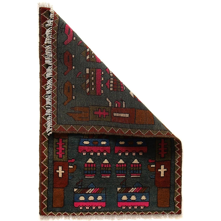 Afghan War Rug 1' 11" x 2' 9" Hand-Knotted | No. AL48600