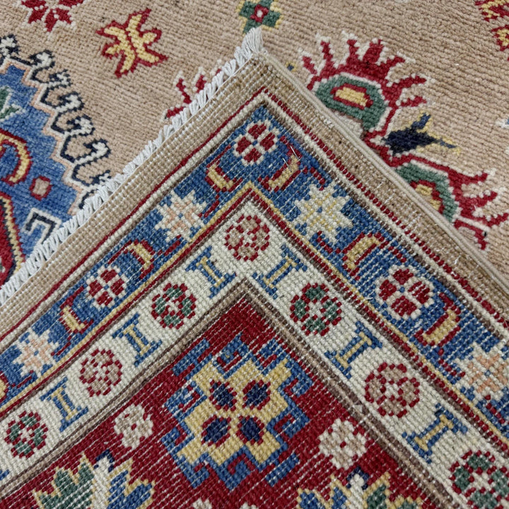 Orange Afghan Kazak Rug 5' 1" x 6' 11" Hand-Knotted | No. AL48629