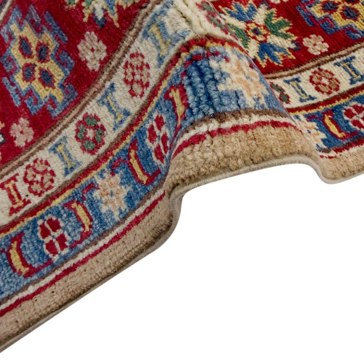 Orange Afghan Kazak Rug 5' 1" x 6' 11" Hand-Knotted | No. AL48629