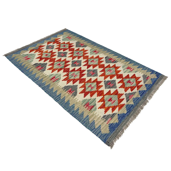Afghan Vegetable Kilim Rug 2' 7" x 4' 3" Flat-Weave | No. AL486761