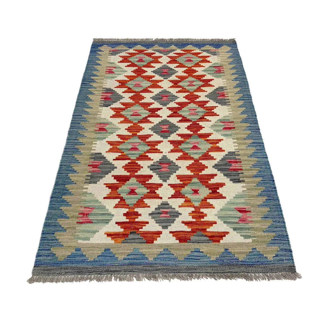 Afghan Vegetable Kilim Rug 2' 7" x 4' 3" Flat-Weave | No. AL486761