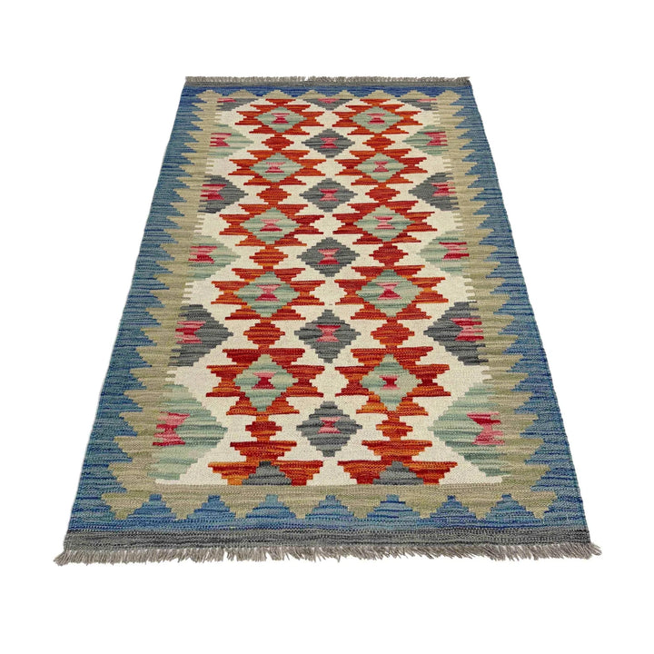 Afghan Vegetable Kilim Rug 2' 7" x 4' 3" Flat-Weave | No. AL486761