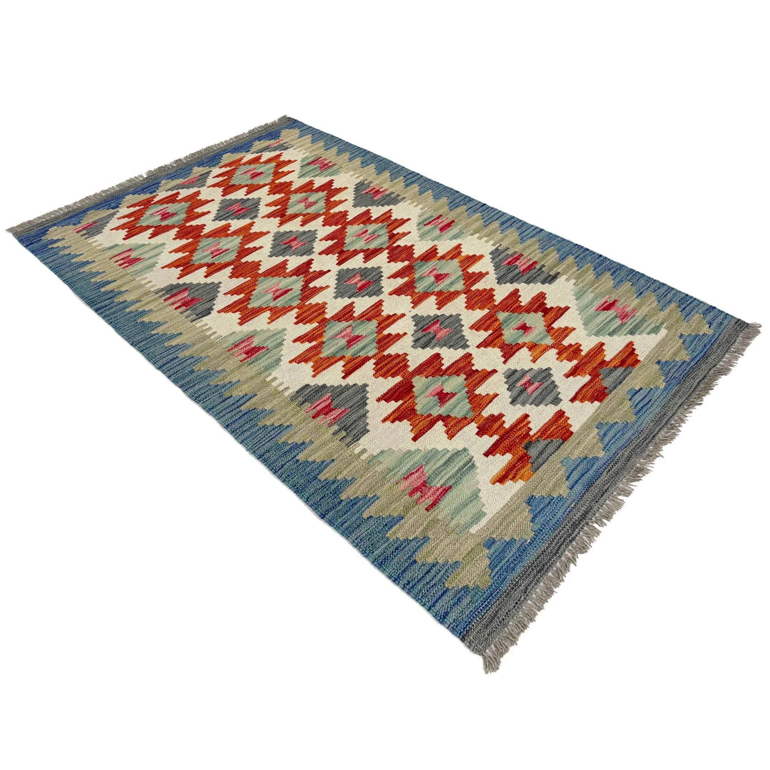Afghan Vegetable Kilim Rug 2' 7" x 4' 3" Flat-Weave | No. AL486761