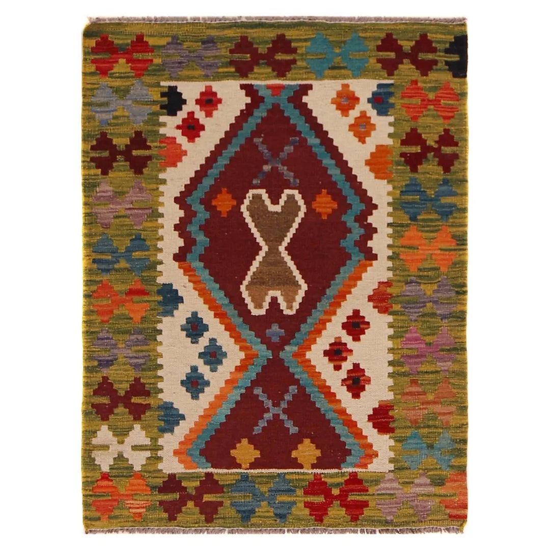 Afghan Kilim Rug 2' 2" x 3' 2" Flat-Weave | No. AL48690
