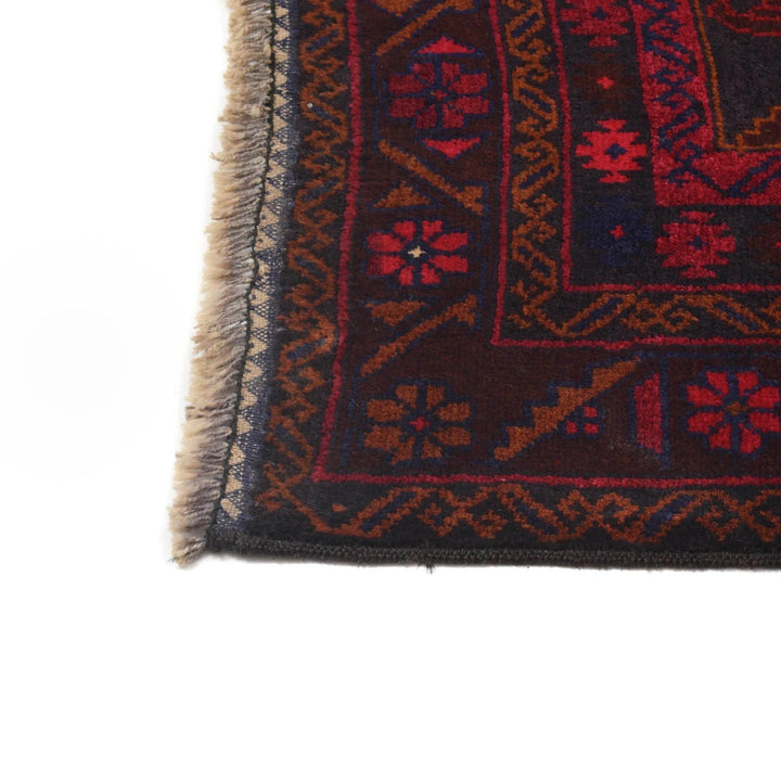 Red Afghan Baluchi Rug 4' 0" x 7' 2" Hand-Knotted | No. AL48742