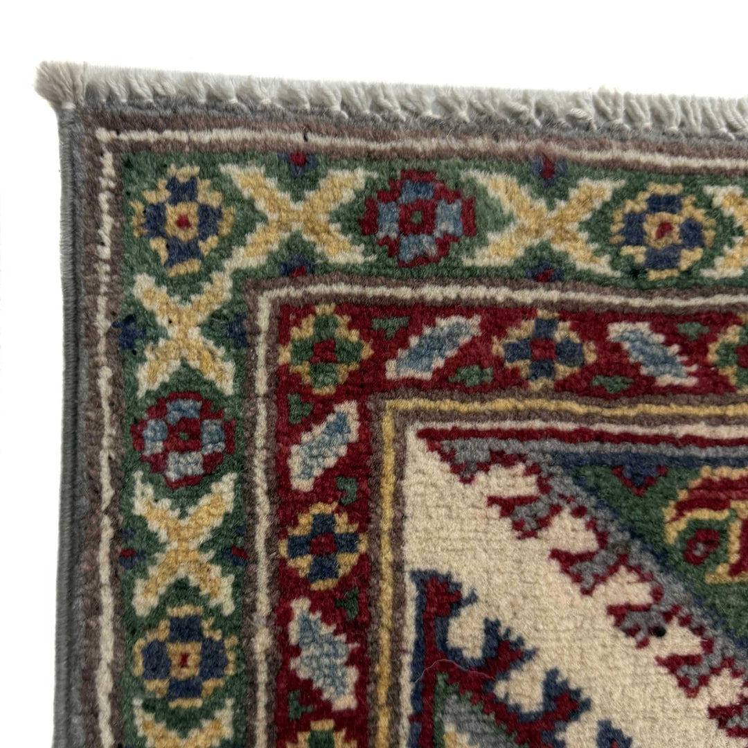 Gray Afghan Kazak Rug 5' 1" x 6' 9" Hand-Knotted | No. AL48751