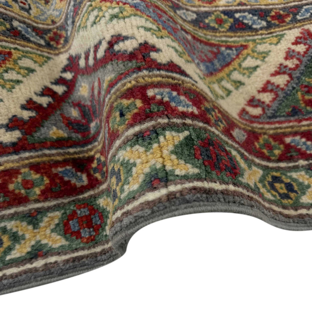 Gray Afghan Kazak Rug 5' 1" x 6' 9" Hand-Knotted | No. AL48751