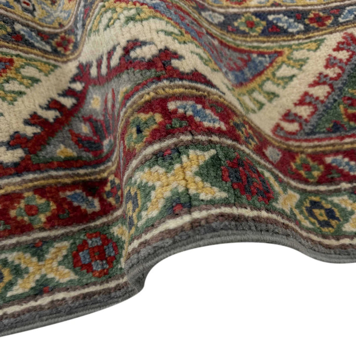 Gray Afghan Kazak Rug 5' 1" x 6' 9" Hand-Knotted | No. AL48751