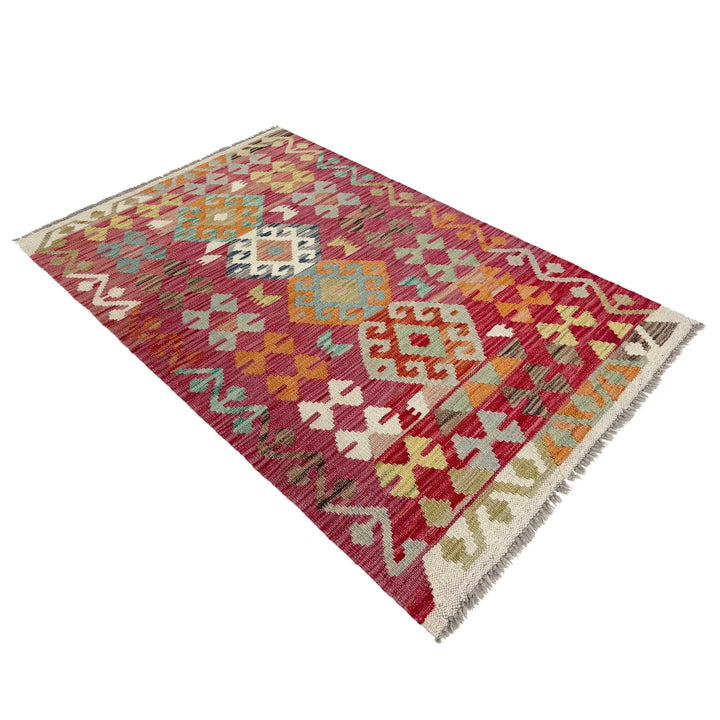 Afghan Vegetable Kilim Rug 2' 6" x 4' 4" Flat-Weave | No. AL487704