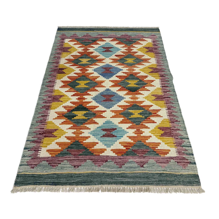 Afghan Vegetable Kilim Rug 2' 8" x 4' 4" Flat-Weave | No. AL488153