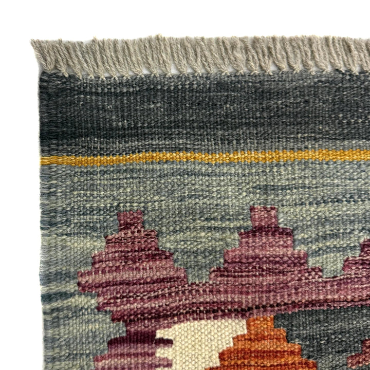 Afghan Vegetable Kilim Rug 2' 8" x 4' 4" Flat-Weave | No. AL488153