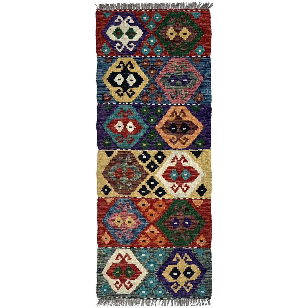 Afghan Vegetable Kilim Rug 2' 0" x 5' 6" Flat-Weave | No. AL48832