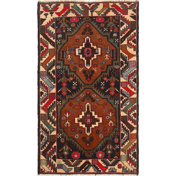Afghan Baluchi Rug 2' 7" x 4' 6" Hand-Knotted | No. AL48957