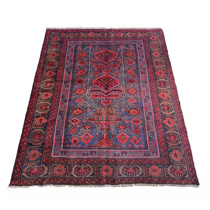 Afghan Baluchi Rug 4' 0" x 4' 11" Hand-Knotted | No. AL48961