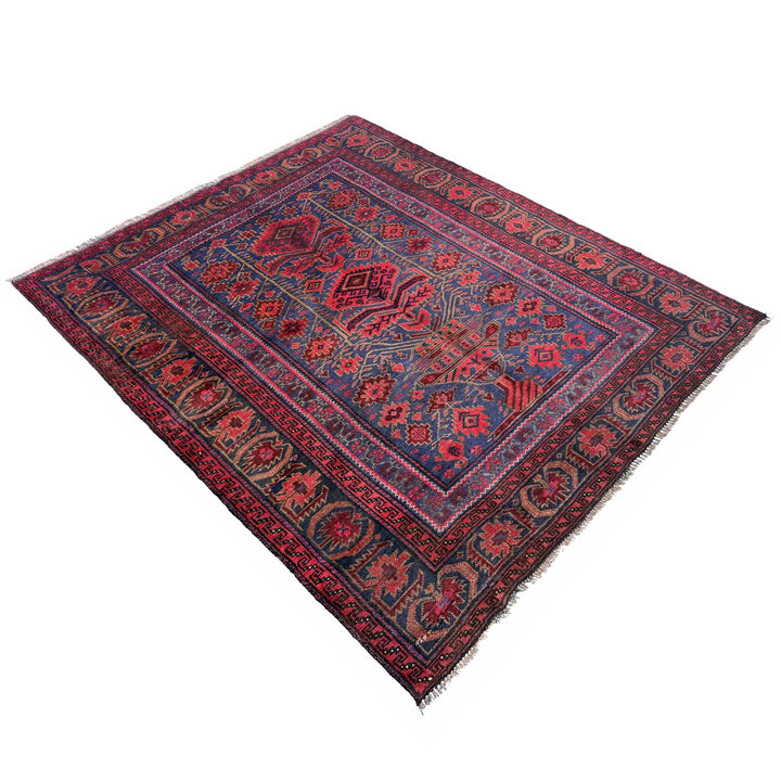 Afghan Baluchi Rug 4' 0" x 4' 11" Hand-Knotted | No. AL48961