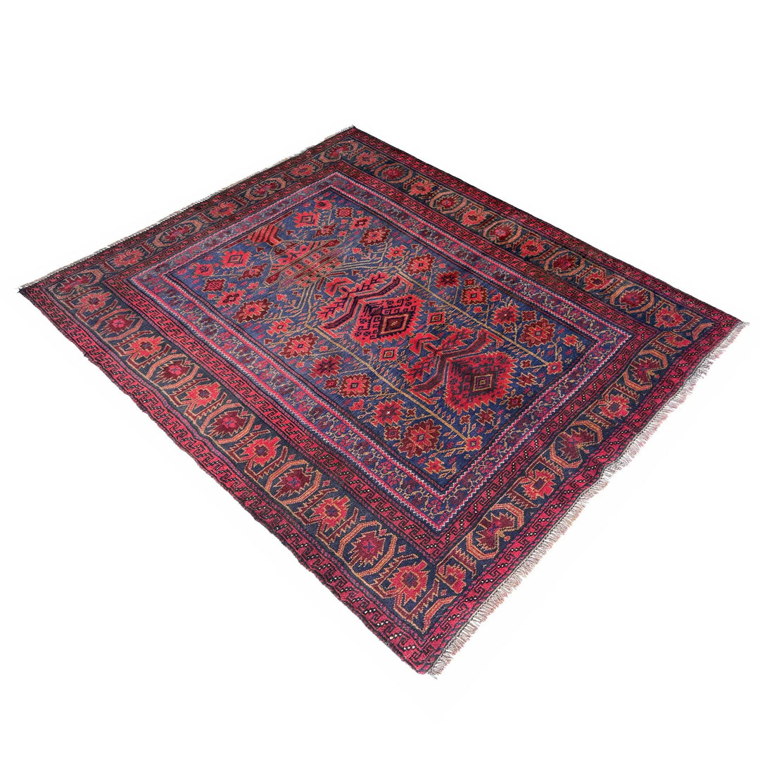 Afghan Baluchi Rug 4' 0" x 4' 11" Hand-Knotted | No. AL48961