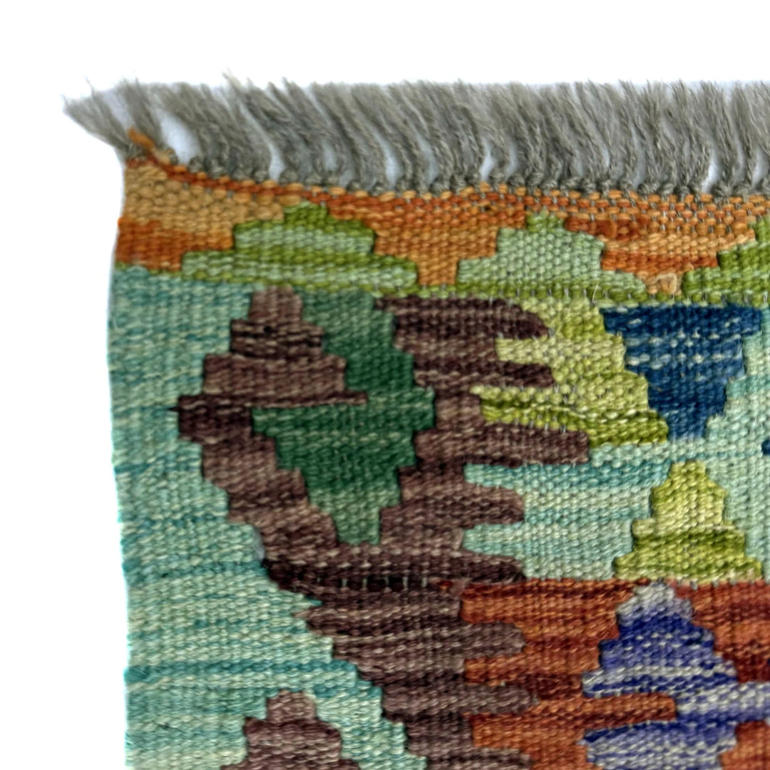 Multicolor Afghan Vegetable Kilim Rug 3' 5" x 4' 10" Flat-Weave | No. AL48962