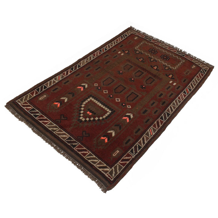 Brown Afghan Prayer Overdye Rug 2' 9" x 4' 4" Hand-Knotted | No. AL49096