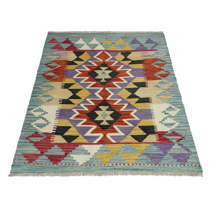 Afghan Vegetable Kilim Rug 3' 6" x 4' 9" Flat-Weave | No. AL491321